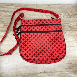 Vera Bradley On the Go Crossbody Bag Red Black Floral Quilted Handbag